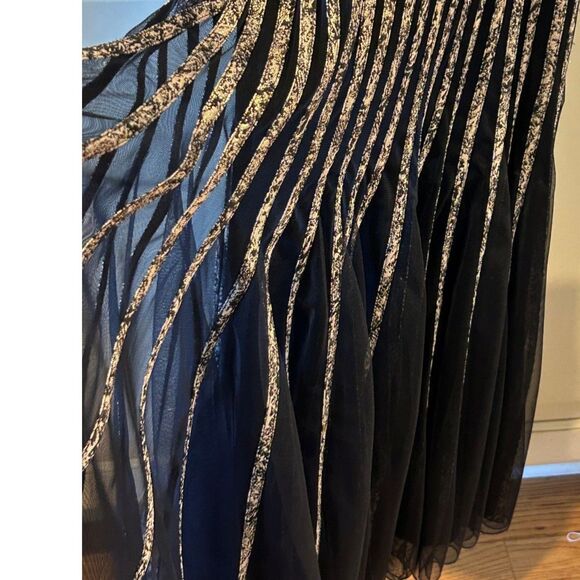 Cache Vintage Black Dress with Gold Contrast - Size 2 - Picture 6 of 6